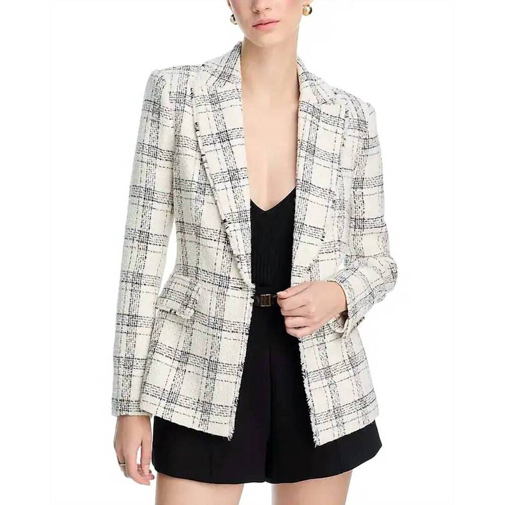NEW GENERATION LOVE aimee windowpane tweed blazer in ivory/black - Picture 5 of 6